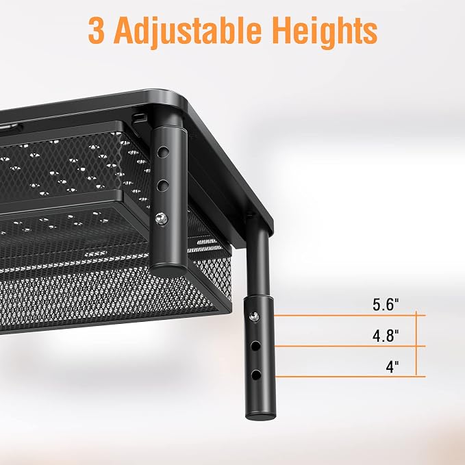ELIVED 2 Pack Monitor Stand Riser with Metal Drawer, 3 Height Adjustable | with Larger Storage Space for Home and Office Supplies, Metal Desktop Stand for Laptop Computer Printer PC iMac