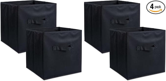 DII Non Woven Fabric Storage Bin Collection Collapsible Organizer Cube, Small Set, 11x11x11, Black, 2 Count (Pack of 2)