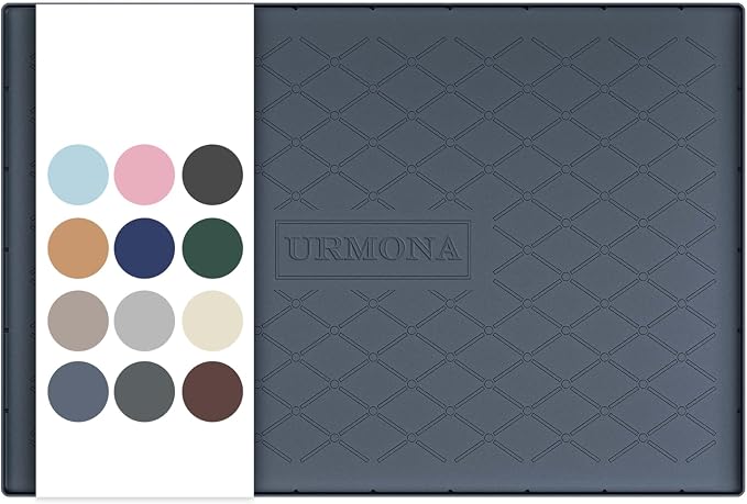 URMONA 31" x 22" Waterproof Silicone Mat in Multiple Sizes & Colors, Under Sink Mat for Kitchen & Bathroom, Pet Food Pad for Dogs & Cats, Kitchen Cabinet Liner, Multi-Purpose for Storage(Dark Grey)