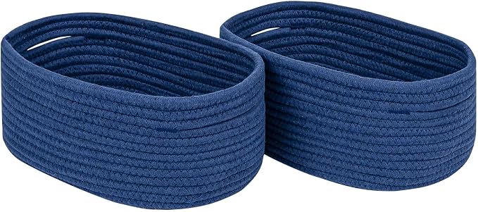 CubesLand Storage Basket, Cotton Rope, Navy Blue, 2 Pack, Organizing/Storage, Closet, Shelves, Decorative | Long-lasting &Skin-friendly Toy Storage Basket Bin,Stylish Room Decor Basket,Navy Blue Cotton Rope Basket 2 Packs