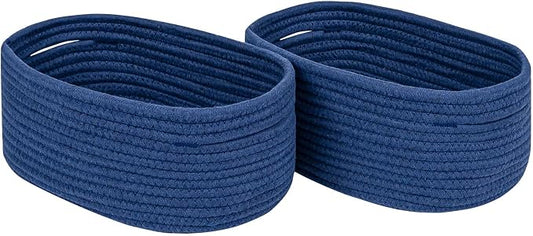 CubesLand Storage Basket, Cotton Rope, Navy Blue, 2 Pack, Organizing/Storage, Closet, Shelves, Decorative | Long-lasting &Skin-friendly Toy Storage Basket Bin,Stylish Room Decor Basket,Navy Blue Cotton Rope Basket 2 Packs