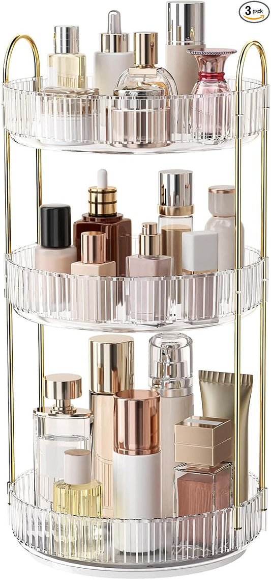 360° Rotating Makeup Organizer, Large Capacity Skincare & Cosmetics Storage | Skincare & Makeup Caddy, Bathroom Counter Organizer, Spinning Storage Tray for Perfume, Dresser, Bedroom, Vanity Countertop