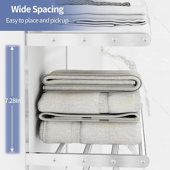 Bethom Bathroom Towel Rack with 2 Bars, 24 Inch Towel Shelf, Brushed Nickel | 3-Tier Hotel Towel Racks for Bathroom Wall Mounted, Bath Towels Storage, Stainless Steel