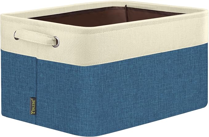 BALEINE 1 Pack Fabric Closet Storage Bins for Shelves, Linen Closet Organizers and Storage, Decorative Baskets for Organizing, Shelf, Clothes, Home, Office (Navy Blue, 15''x11''x9.5'')