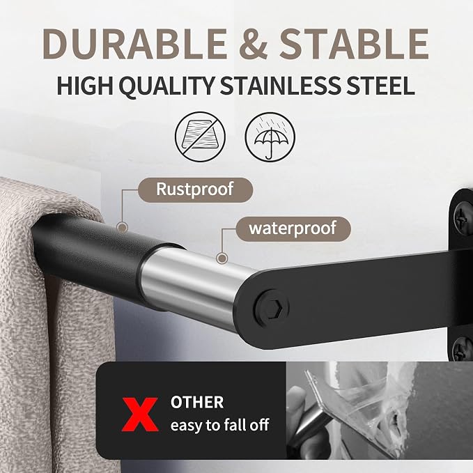 JUYSON Towel Bar for Bathroom, 30 Inch Single Towel Rack, Matte Black | Stainless Steel, Wall Mounted, Rust Resistant, Modern Design, Easy Installation