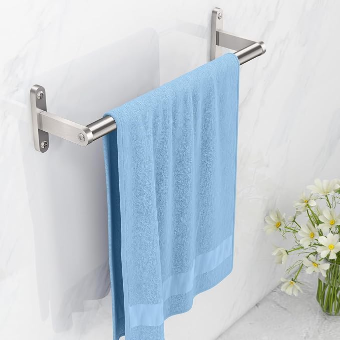 KLJKPA Towel Bar for Bathroom, 16 Inch Wall Towel Rack, Brushed Nickel | Heavy Duty Single Towel Rod, Space-Saving Hand Towel Holder, Toilet Kitchen Towel Storage, Rustproof, Stainless Steel