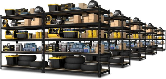 PrimeZone 48"W x 24"D x 72"H Garage Storage Shelves, 5-Tier Metal Shelving | 3000 LBS Capacity, Heavy-Duty Metal Frame, FSC MDF Boards, Boltless Assembly, Adjustable Shelves for Warehouse Basement 10PCS
