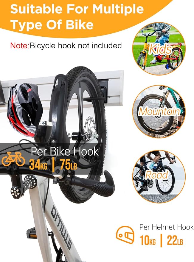 FRAYSCENT Slatwall Panels Garage Tool Organizer Wall Mount Garage Slat Wall Storage Systems, Bike Storage Rack Garage Organizers and Storage PVC Wall Panels Slat Wall Paneling