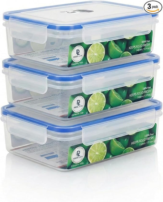 Tribello 50 oz Airtight Food Storage Containers with SnapTight Lids – Clear, Stackable, BPA-Free Meal Prep Containers for Kitchen, Freezer & Pantry Storage – 3-Pack