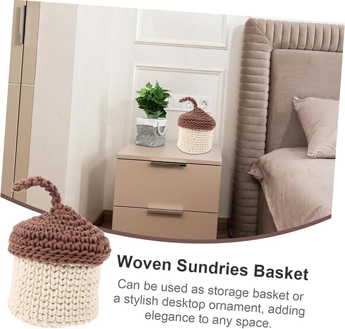 Healifty Woven Storage Basket Large Capacity Handwoven Cotton Rope Organizer for Home Kitchen Bathroom Decorative Plant Pot Holder Desktop Display