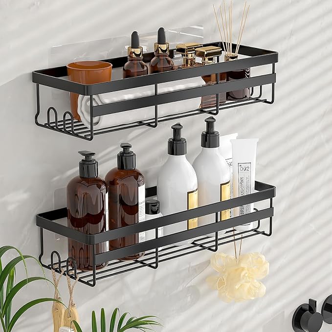 WOWBOX Shower Caddies 2 Pack - Adhesive Hanging Shower Shelf - Bathroom Organizers and Storage, No Drilling Stainless Shower Shelves for Home Decor, Bathroom Accessories | Stainless Steel Shower Shelf, Hanging Shower Organizers for Bathroom Storage, Ho...