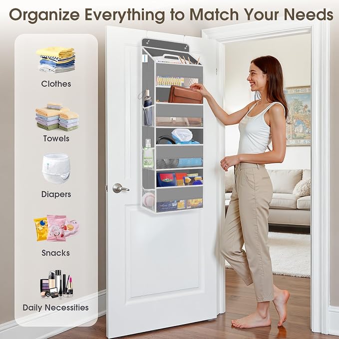 2 Pcs Over The Door Organizer Large Capacity Hanging Storage Room Organizer | 40 lb Capacity, Ultra-Sturdy, Foldable, Mesh Design with Clear Window, Space-Saving Organizer for Pantry, Nursery & Closet