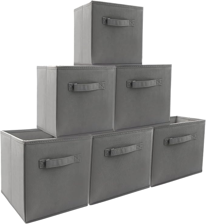 storage bins collapsible storage bins,cube storage organizer (Pack of 6) 9*7.5*7.5inch,For home and office Collapsible Closet Shelf Organizers, Drawer Organizers (Grey)