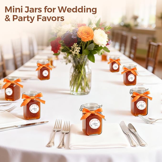 ComSaf Square Small 8 oz Glass Spice Jars with Airtight Lids 12 Pack Pantry | Jams herbs, Overnight oats, Pickling favors, Labels included, Funnel included, Pantry organization, Sourdough pickling