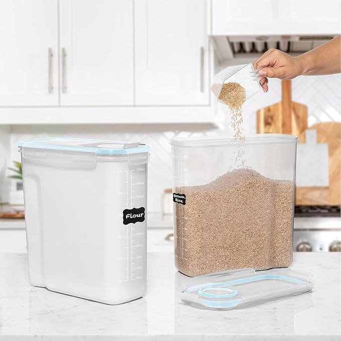 Shazo 2 Pack (6.3L / 213OZ) EXTRA Large Airtight Food Storage Cereal Containers for Bulk Food Storage BPA-Free Plastic Container, Pantry Organization and Canister for Rice, Pasta, Sugar & Flour