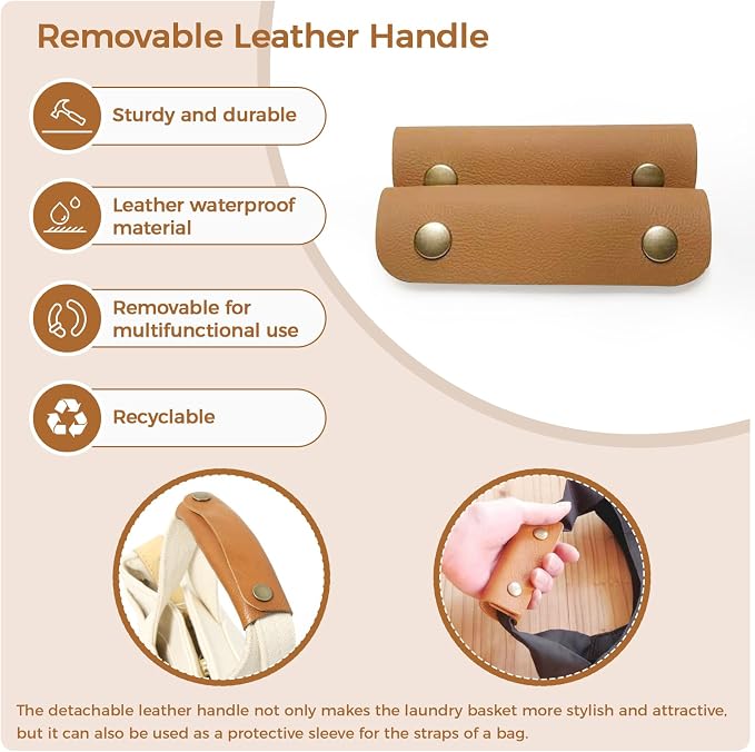 danpinera 108L Large Blanket Basket for Living Room, Woven Storage Basket with Leather Handles, Cotton Rope Storage Organization in Nursery for Toys & Clothes 25 ''* 16 ''*16 '', Gradient Brown