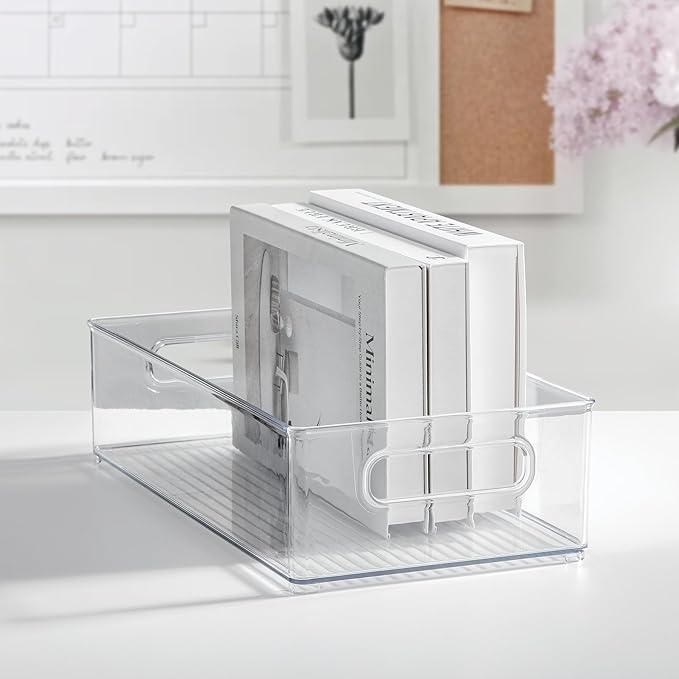 iDesign Stackable Fridge Bin, Clear, Set of 2 | Storage Bin for Freezer or Pantry, Made in USA