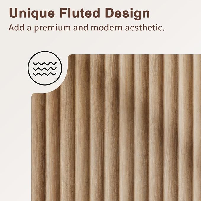 55" Fluted Sideboard Buffet Cabinet with Storage,Natural Oak | Modern Credenza with 4 Doors & Adjustable Shelves,Coffee Bar Table Console for Dining Room Kitchen Living Room Entryway