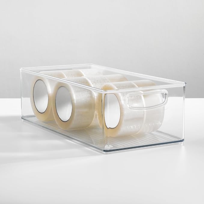 iDesign Stackable Storage Bin, Set of 4, Clear | Organizer Bin for Kitchen and Pantry, Made in USA