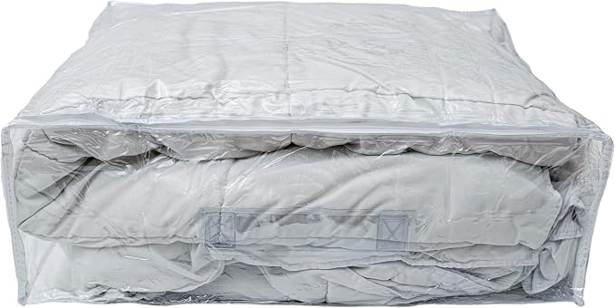Set of 5 Clear Vinyl Zippered Storage Bags 22 x 18 x 7.5 Inch With Handle
