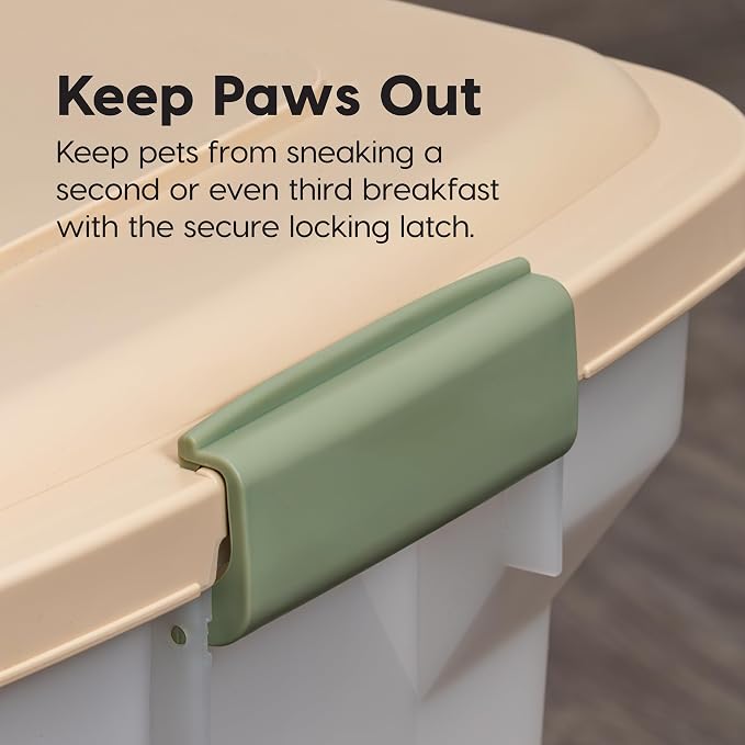 IRIS USA Dog Food Storage Container, Up to 22 lbs, Almond, Made in USA | Wheels for Mobility, Airtight Seal, BPA-Free, Best for Cat Food, Bird Seed, Chicken Feed, Pet Toys, Treats, Pellets