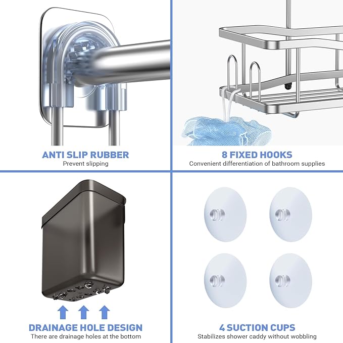Aitatty Hanging Shower Caddy Bathroom Organizer: Rustproof Shower Shelf Racks Over Shower Head - No Drilling Inside Bath Shower Rack Shelves Over Showerhead for Shampoo with Soap Holder Chrome