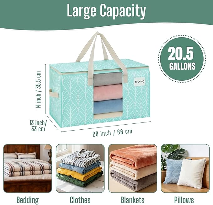 VENO Moving Bags, Wide Open Top, Clear Window, Evergreen, 6 Pack | Moving boxes Alternative, Heavy Duty, Storage Bags, Clothes and Comforter Storage, Packing Supplies, College Dorm Essentials
