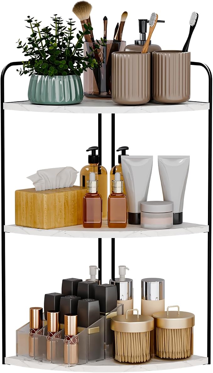 Bathroom Counter Organizer, Vanity & Makeup Countertop Organizer | Corner Bathroom Counter Organizer, Bathroom Sink Organizer, Bathroom Counter Shelf, Countertop Organizer, Corner Desk Shelf