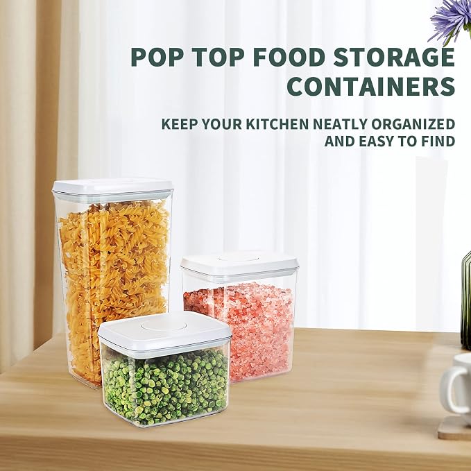 Airtight Food Storage Containers, 3.5/2.1/1.3 Qt, 3-Piece Set | Clear Stackable Canisters with One-Touch Lids for Flour, Cereal, Oats, Sugar, Snacks and Pantry Staples in Small Kitchens
