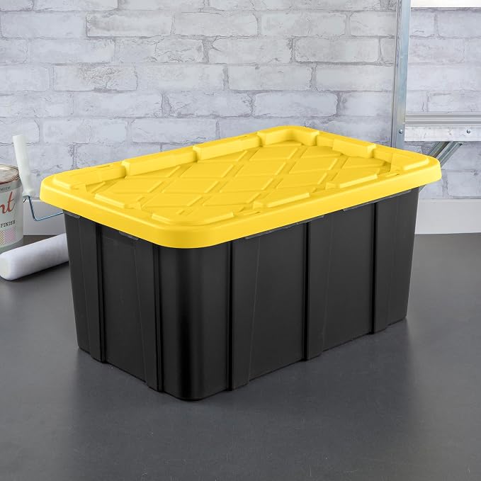 Sterilite 18-Pack Industrial Tote, Plastic Storage Container Bins with Lids, 17 Gallon - Heavy-Duty Organizing Containers for Closet, Bathroom, and Office