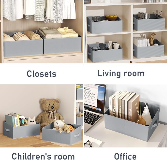 DIMJ Closet Storage Bins 8 Pack - Fabric Storage Baskets for Shelves, Large Clothes Organizers with Handles, Trapezoid Shelf Organization Storage Cubes for Purse, Toys, Books, Towel, Clothes