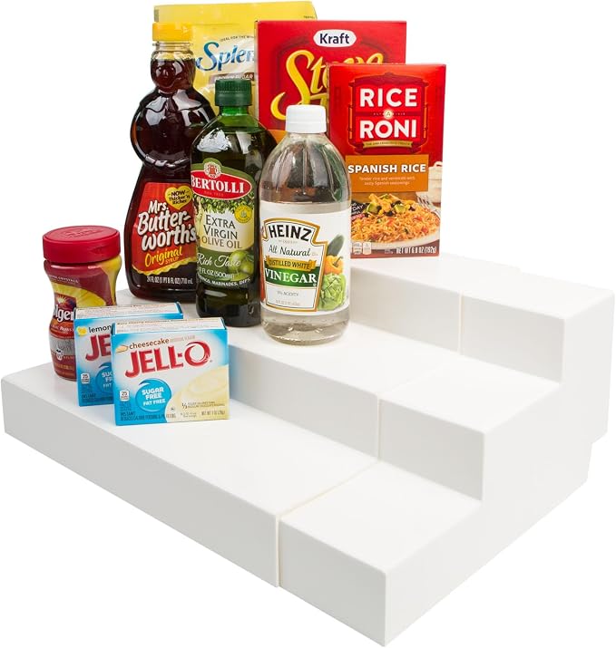 Dial Industries 3 Tier Expandable Kitchen Cabinet Shelf Organizer, Mega | Slides open to fit wide cabinets, Adds extra levels for canned goods and jars, Great for large pantries, cupboards or closets