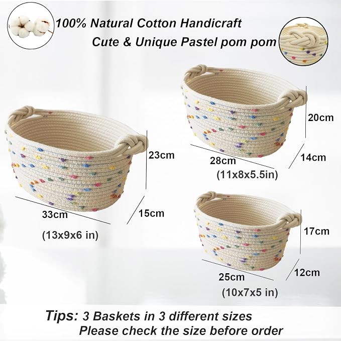 3pcs Small basket, Cute Woven Basket Decorative Bin for Storage | small woven basket rope basket decorative basket gift basket