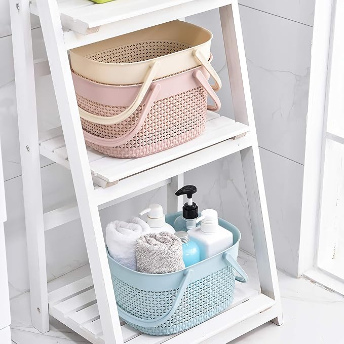 rejomiik 2 Pack Plastic Shower Caddy Basket, Portable Organizer Storage Tote with Handles Toiletry Bag Bin Box for Bathroom, College Dorm Room Essentials, Kitchen, Camp, Gym, Blue | Organizer Storage Tote Toiletry Bin for Bathroom, College Dorm Essenti...