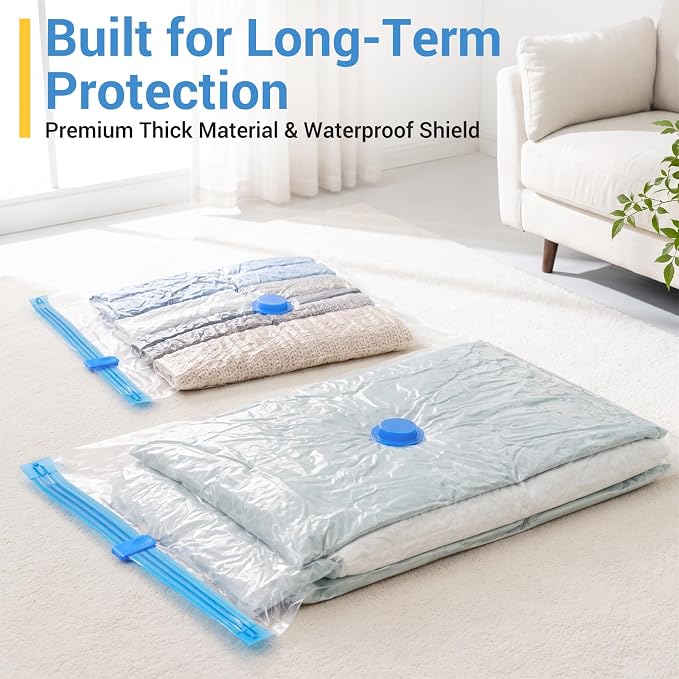 Fygrip Vacuum Storage Bags with Hand Pump, Plastic Packaging Bags, 80% Space Saver Vacuum Seal Bags for Clothing, Travel Lugggage, Blankets, Comforters, 10 Small