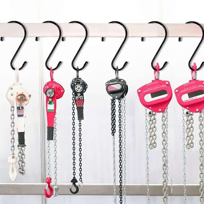 DINGEE 6 Pack Large S Hooks, Rubber Coated, Heavy Duty Non Slip, Black Vinyl Coated Closet S Hooks for Hanging Plants, Jeans, Pot, Pan, Garden, Bird Feeders