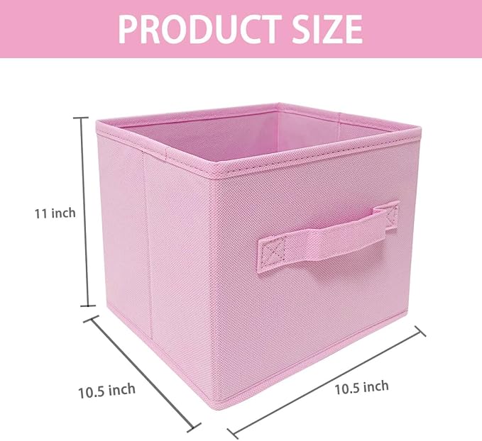 Collapsible fabric Storage bins,cube storage organizer 10.5 * 10.5 * 11 inch,For home and office Collapsible Closet Shelf Organizers, Drawer Organizers(Pink)
