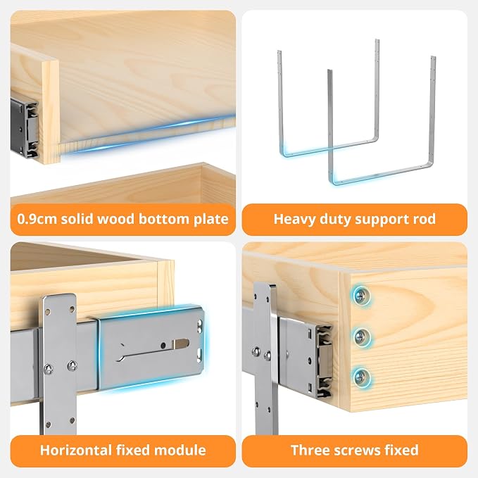 21" Deep 2-Tier Pull Out Cabinet Organizer - Wood Pull Out Drawers | Slide Out Shelves, Full-Extension, Ball-Bearing Slides, 3 Adjustable Heights (2-Tier, 14''W X 21''D Overall)