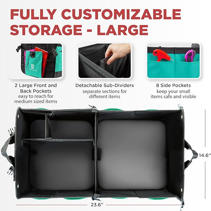 Teal Car Trunk Organizer for SUV & Auto Cargo Storage, Large | Fits Cars, SUVs & Trucks Reduces Trunk Clutter Keeps Items Within Reach Great for Shopping Easy Storage Car Accessories