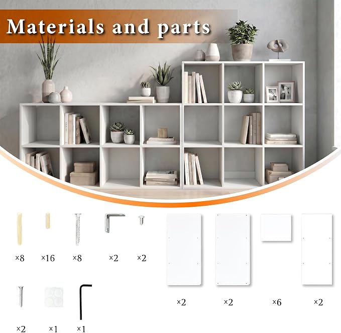WannabeMyself【Sturdy Build&Easy Assembly】 9 Cube Storage Organizer with Anti-Tipping Kits,Reversible Open Back Book Shelf, Bookcase for Living Room,Bedroom,Entrance Hall,Office,35.8×11.4×35.9,White