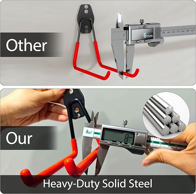 3-H Heavy Duty Garage Wall Hooks 20 Pack, Anti-Slip PVC Coating Wall Mount Garage Storage Utility Hooks, Heavy Load Organizer for Ladders, Yard Tools, Shovel, Weed Eater, Hoses & Bulk Items,Red | Multi-Purpose Garage Hooks to Organize Garden Lawn Tools...
