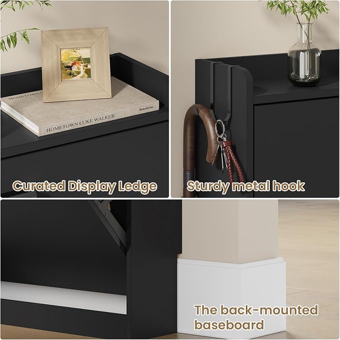 Shoe Cabinet Organizer with 2 Flip Drawers,Narrow Shoe Rack 23.6" W White | Freestanding shoe storage cabinet for entryway,foyer and hallway,slim design and space-saving flip drawers