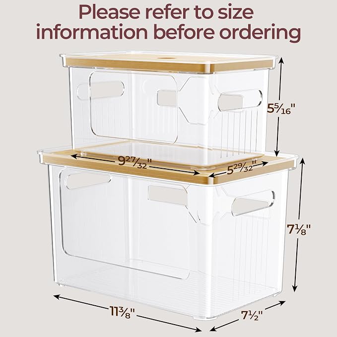 Delamu 2 Pack (XL+S) Trash Bag Dispenser, Stackable Garbage Bag Holder | Clear Acrylic Organizer Bins for Under Sink Organization, Pantry Storage, Cabinet, Kitchen, Laundry, Bathroom
