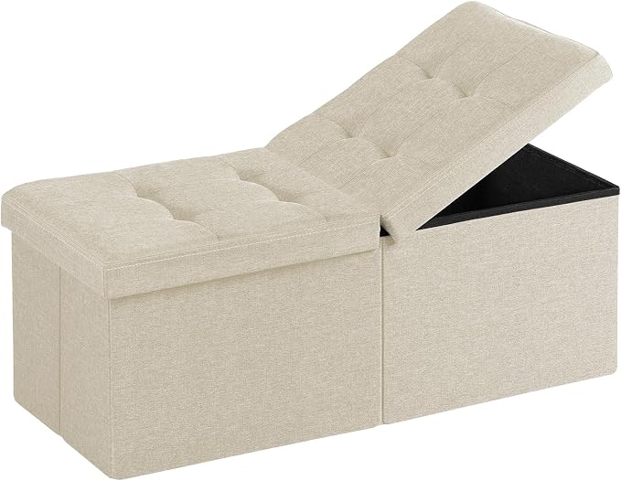 30.5-INCH Storage Ottoman Bench, Footrest with Storage, End of Bed Bench Coffee Table for Living Room, Bedroom, Entryway, Beige