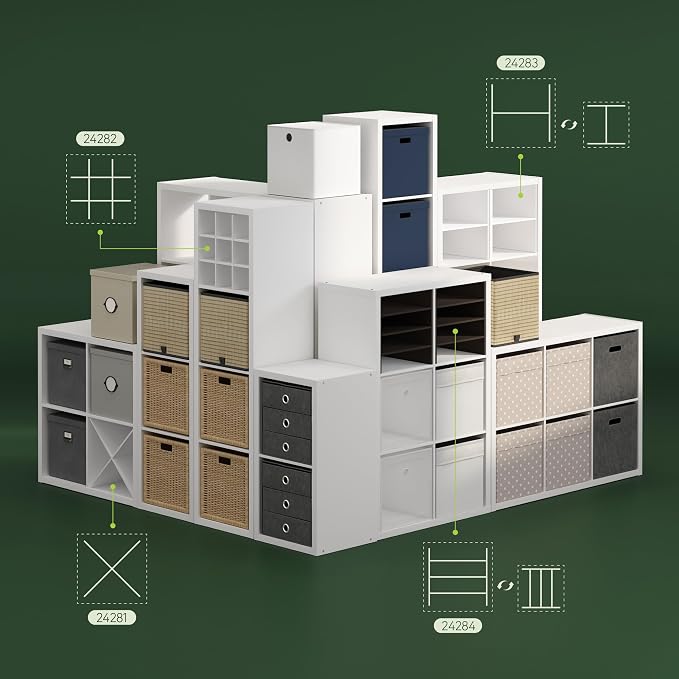 Furinno Cubicle Cube Insert, 9-Compartment Cube Organizer, Fits into Furinno Extra Thick Cubes, for Organizers and Storage, White (Does not fit IKEA Kallax Shelving)