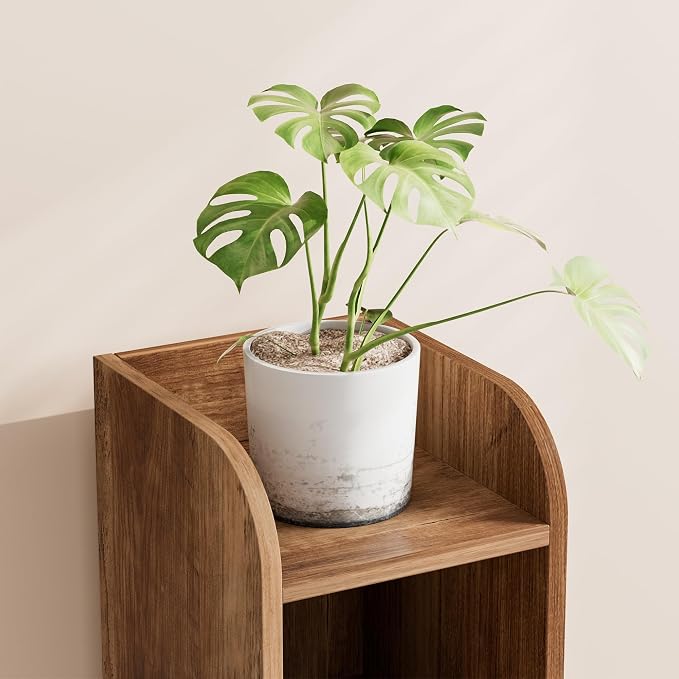 Homhedy Small Bathroom Storage Cabinet, Narrow Toilet Paper Cabinet | Corner Floor Cabinet with Door and Shelves, Slim Bathroom Cabinet for Small Spaces, 7.9" D x 7.1" W x 31" H, Rustic Walnut