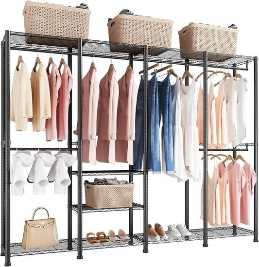 VEVOR Clothing Garment Rack, Heavy Duty Closet Wardrobe, Adjustable Tiers Clothes Racks with Steel Frame, for Bedroom, Clothing Store, Hallway