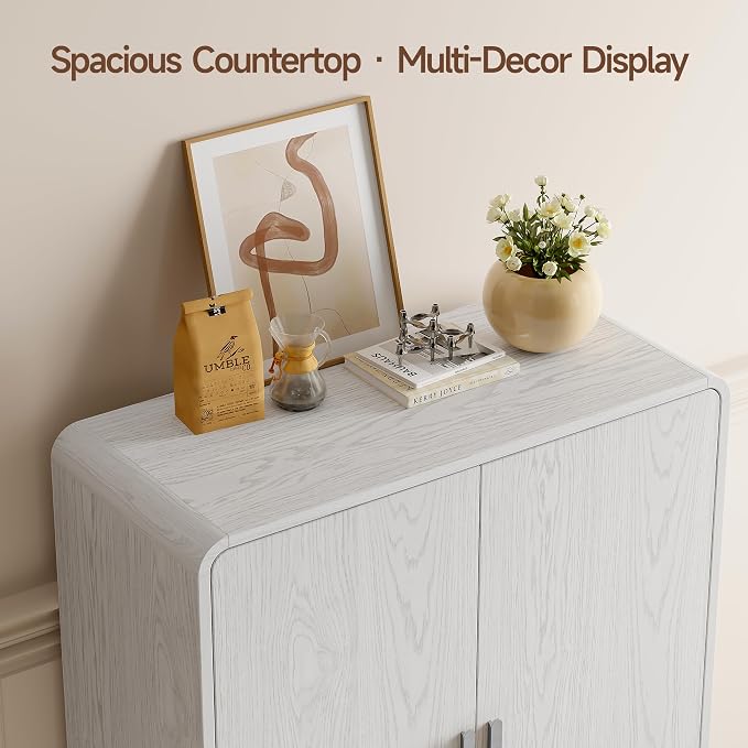 6-Tier Shoe Storage Cabinet, 45'' Large Farmhouse Shoe Cabinet for Entryway, Modern Wooden Shoe Rack Organizer with Doors and Shelves, for Front Door Hallway (White)