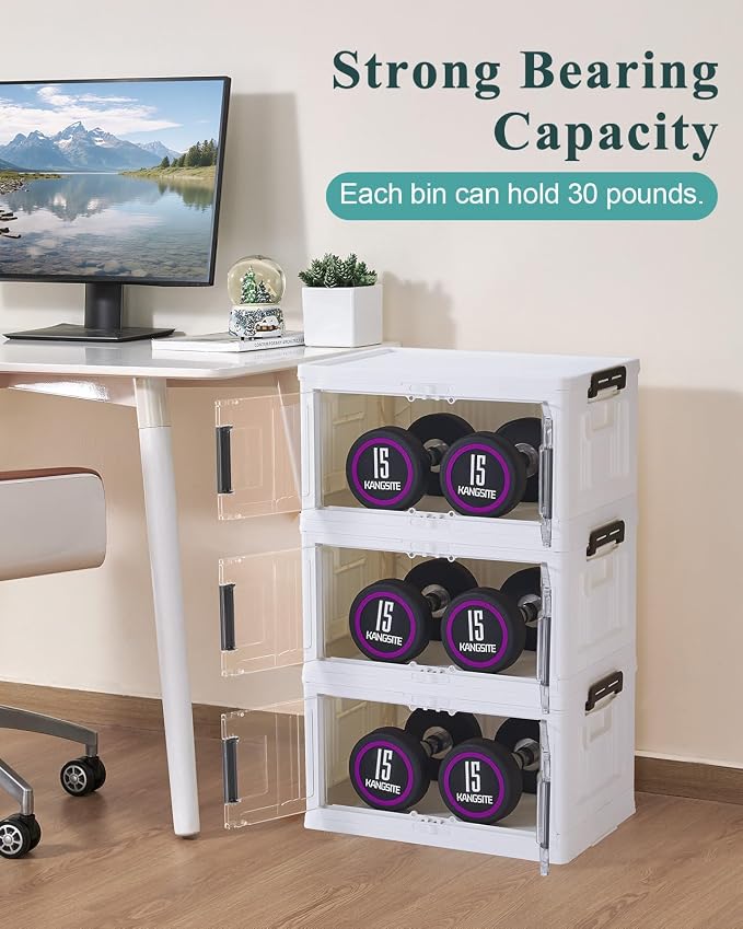 OlarHike 23QT Storage Bins with Lids for Closet, Office, Dorm, 3 Pack | Multi-Lid, Lockable Cabinet, Doors & Wheels, School, Bathroom, Foldable Containers, Stackable Organizers, Plastic Drawers