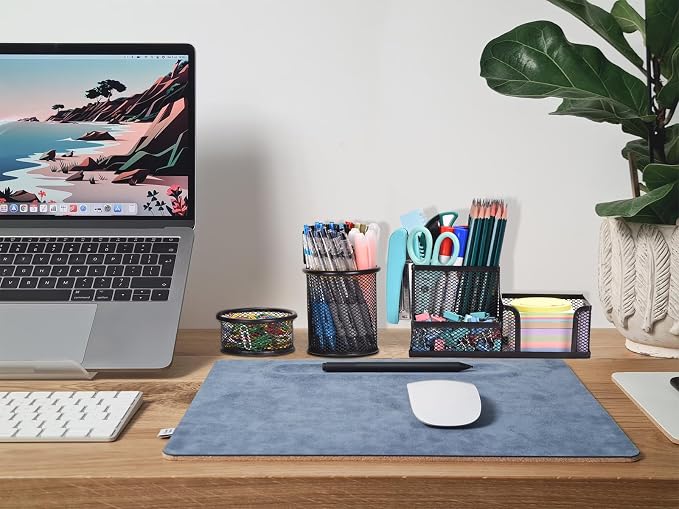 Freewindo Mesh Desk Organizer, Set of 3 Pen Holder Office Desk Accessories with Pencil Holder Sticky Note Holder, Pencil Cup and Paperclips Cup